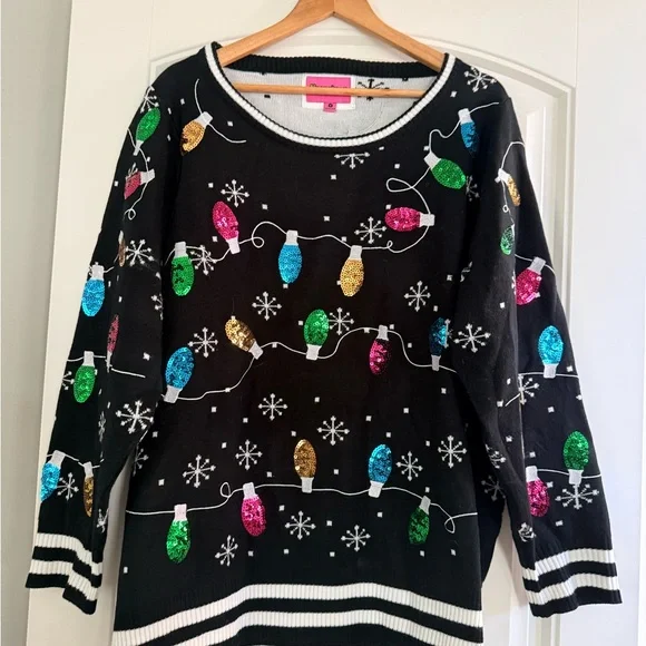 Tipsy Elves Black Sweater with Colorful Lights - Picture 4 of 5